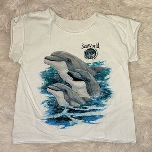 Vtg 1995 Sea World Dolphin Cove T-Shirt Gray m 90s Ocean Nature Animal